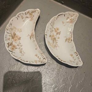 Set of 2 Ceramic Bone China Henry Alcock Kidney Shaped Dishes 6" x 3.5"